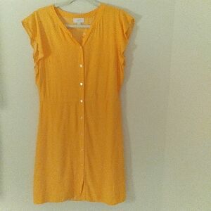 Loft Outlet Yellow Micro Polka Dot Flutter Sleeve Mini Sundress Size‎ 8